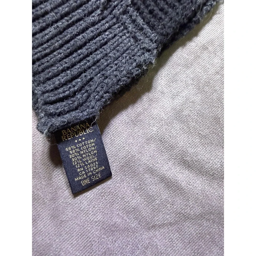 Banana Republic Charcoal Gray Cable Knit Scarf Cotton Wool Blend Striped Mens